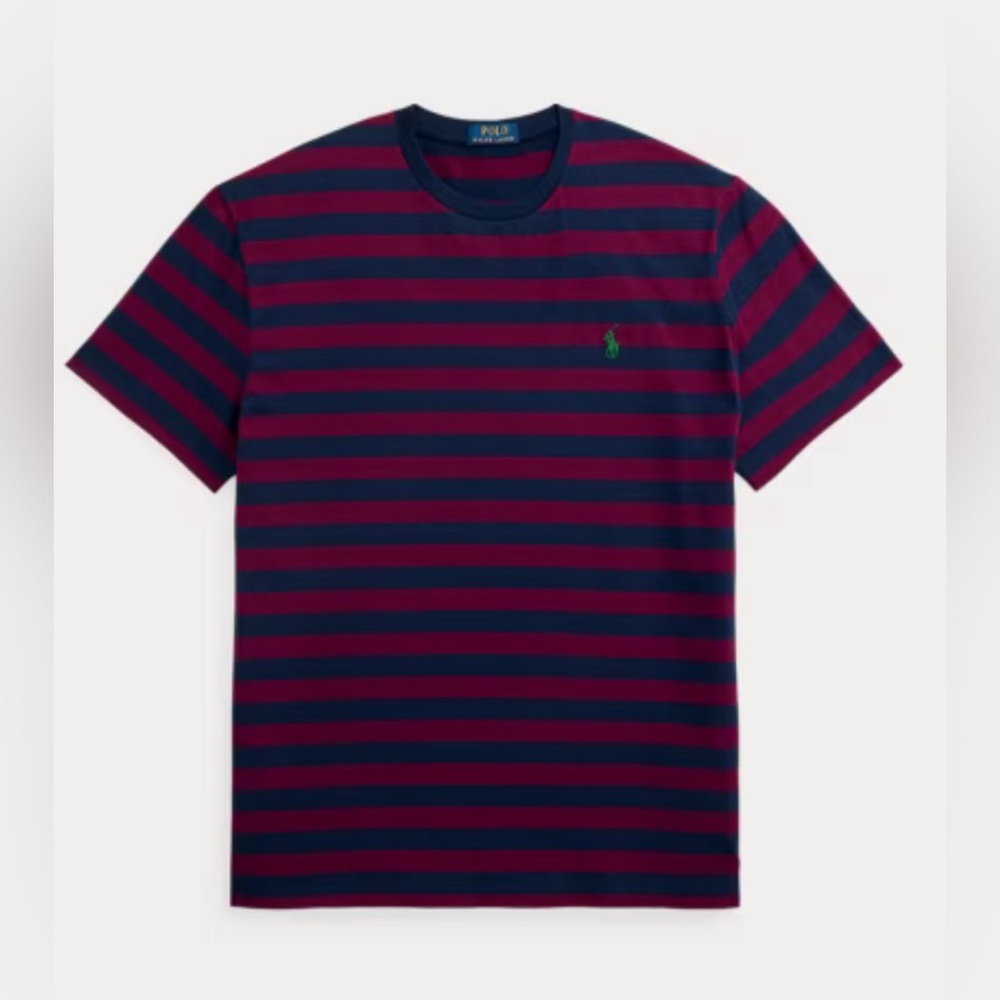 🆕 Polo Ralph Lauren Classic Fit Striped Jersey T-Shirt. Classic Wine/Navy, 2XL